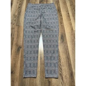 Mudd FLX Ponte Legging Women L Gray Plaid High Rise Tapered Stretch Used